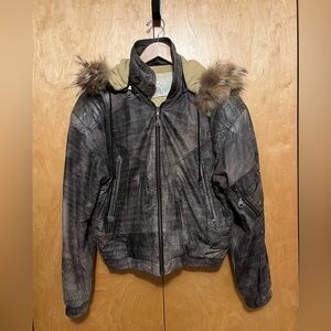 Vintage - Leather Bomber Jacket Sz Med